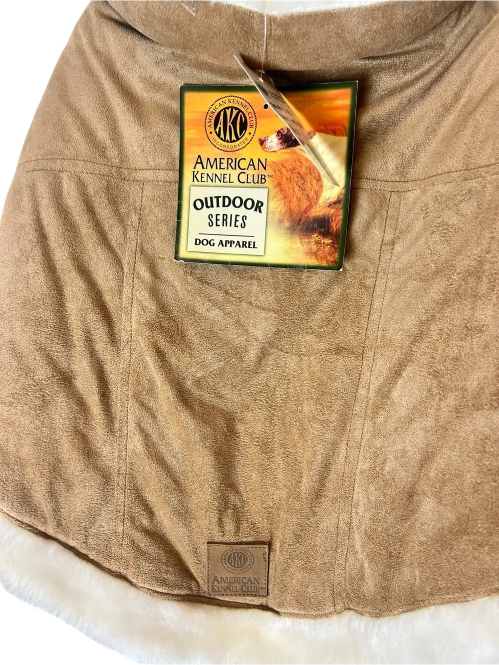 AKC Outdoor Series Faux Suede Dog Jacket XL NWT Shearling Lined